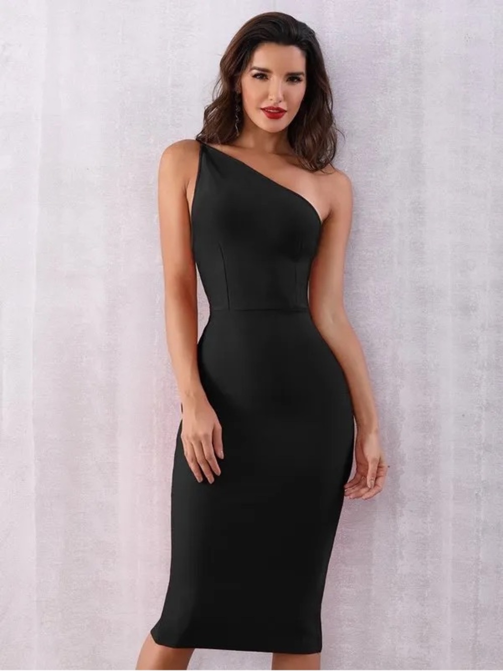 One-Shoulder Black Sheath Dress - Elegant Evening Wear